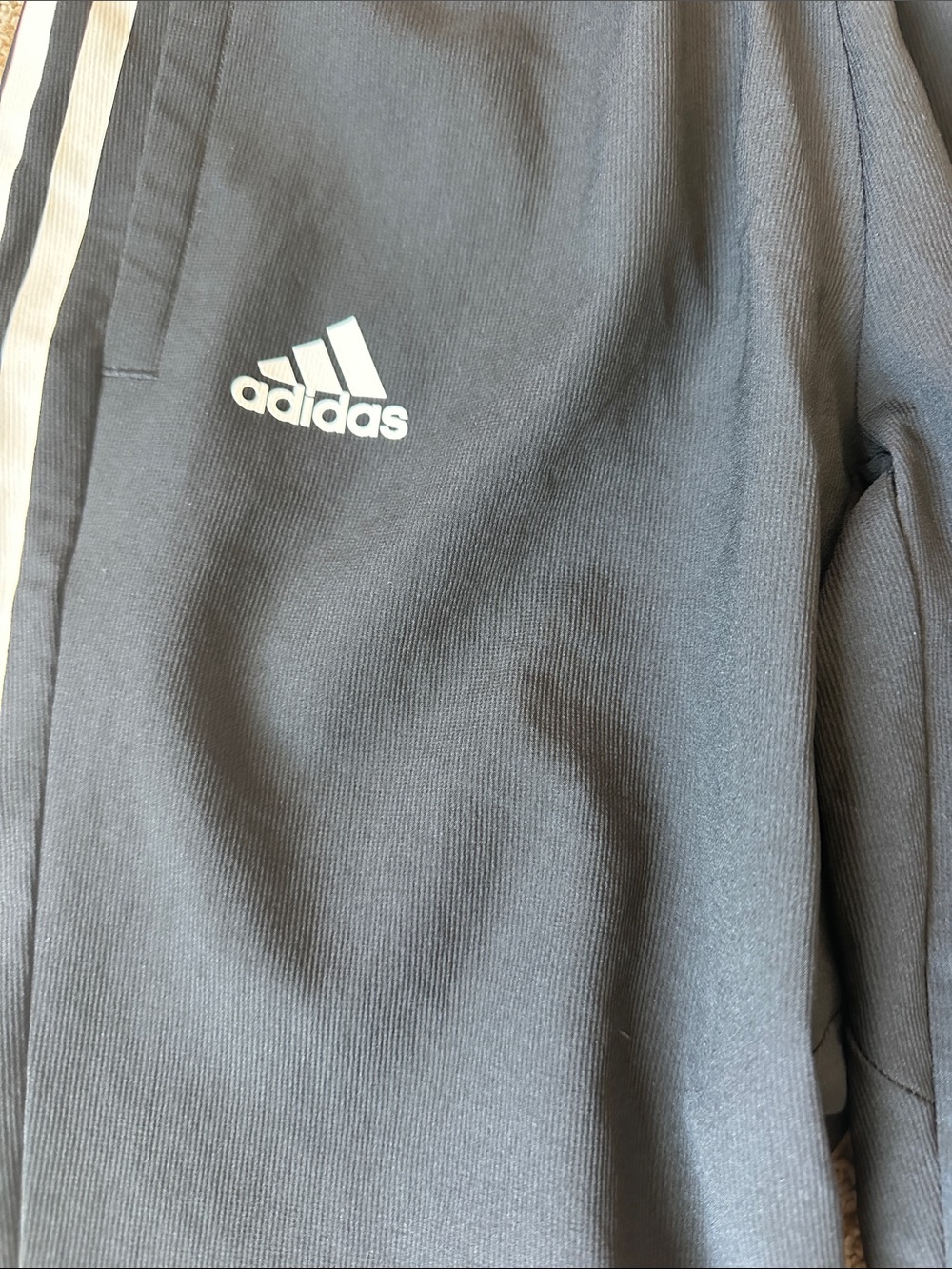 Adidas Black Track Pants with White Stripes - Picture 2 of 5